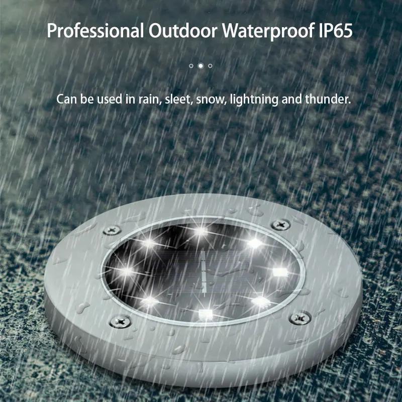 8/16LED Solar Underground Disk Light, Outdoor Buried Deck Spotlight, Solar Powered Landscape Ground Lamp For Garden Yard Patio Pathway Lighting