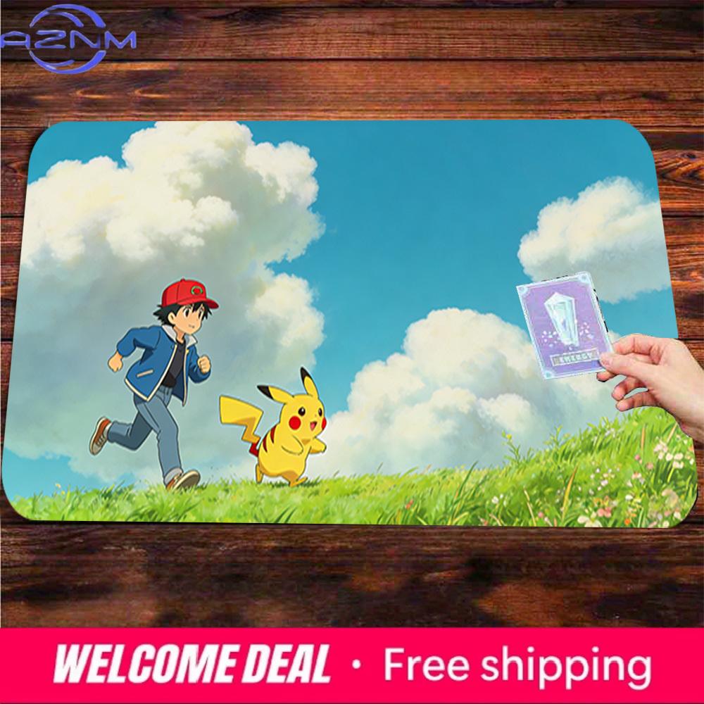 Pokemon Ash Pikachu Running on Grass Gaming Mouse Pad NonSlip Desk Mat 30x80x0.2cm