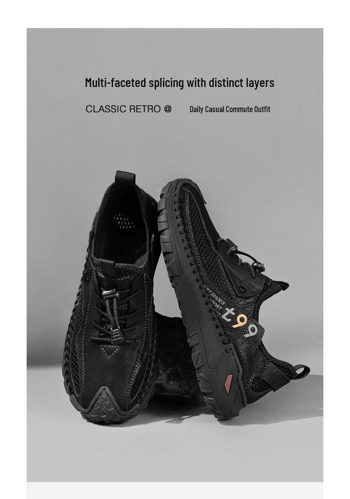 Handmade Men's 2026 New Summer Mesh Hollow Breathable Shoes