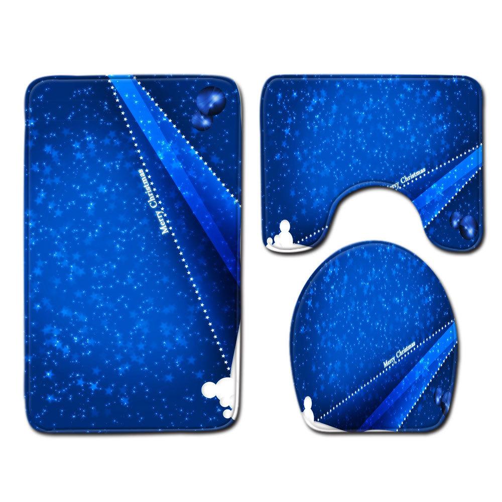 Christmas Bathroom Floor Mat Toilet Three-Piece Set
