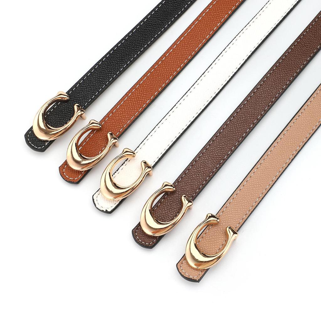 2025 Women's Fashion Alloy Buckle Thin Leather Belt for Jeans & Dresses