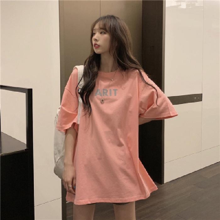 Summer Korean Version of the New Letter-printed Lower Clothes Missing Loose Harajuku Short-sleeved T-shirt Top Women's Ins