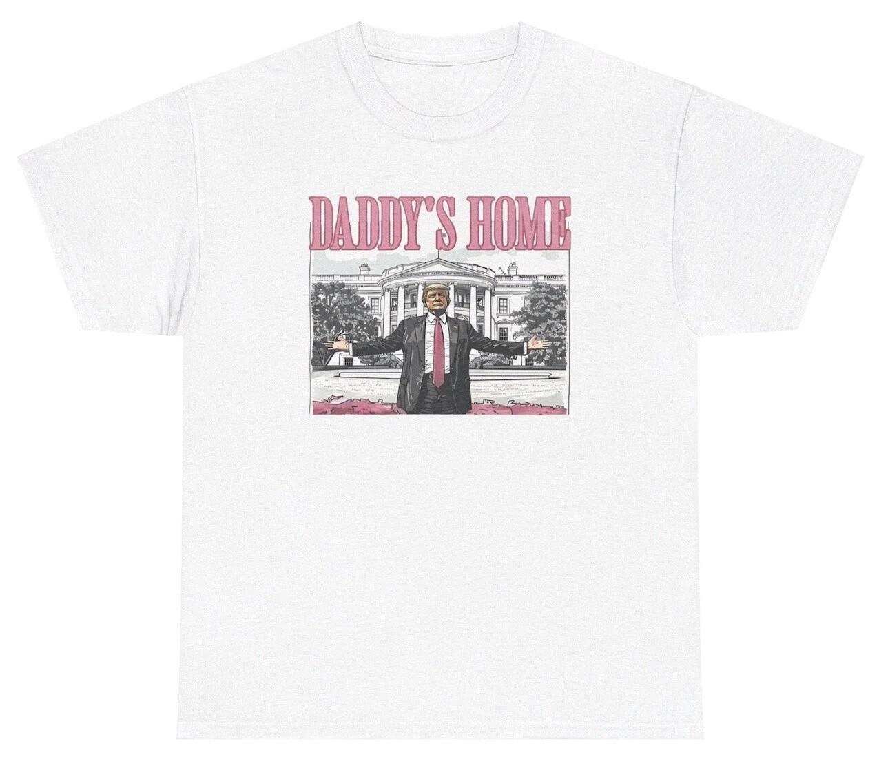 Daddy’s Home Trump Pink Graphic T Shirt Funny Trump Poltical Y2K MAGA Humor Tee S