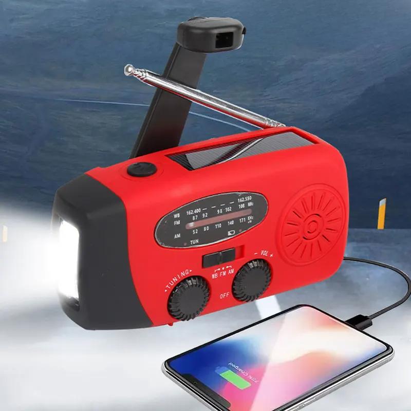 

Радио для чрезвычайных ситуаций на открытом воздухе 2000 мА, портативное радио с генерацией энергии, радио для предотвращения катастроф, солнечное радио с ручным заводом, AM/FM-радио красный