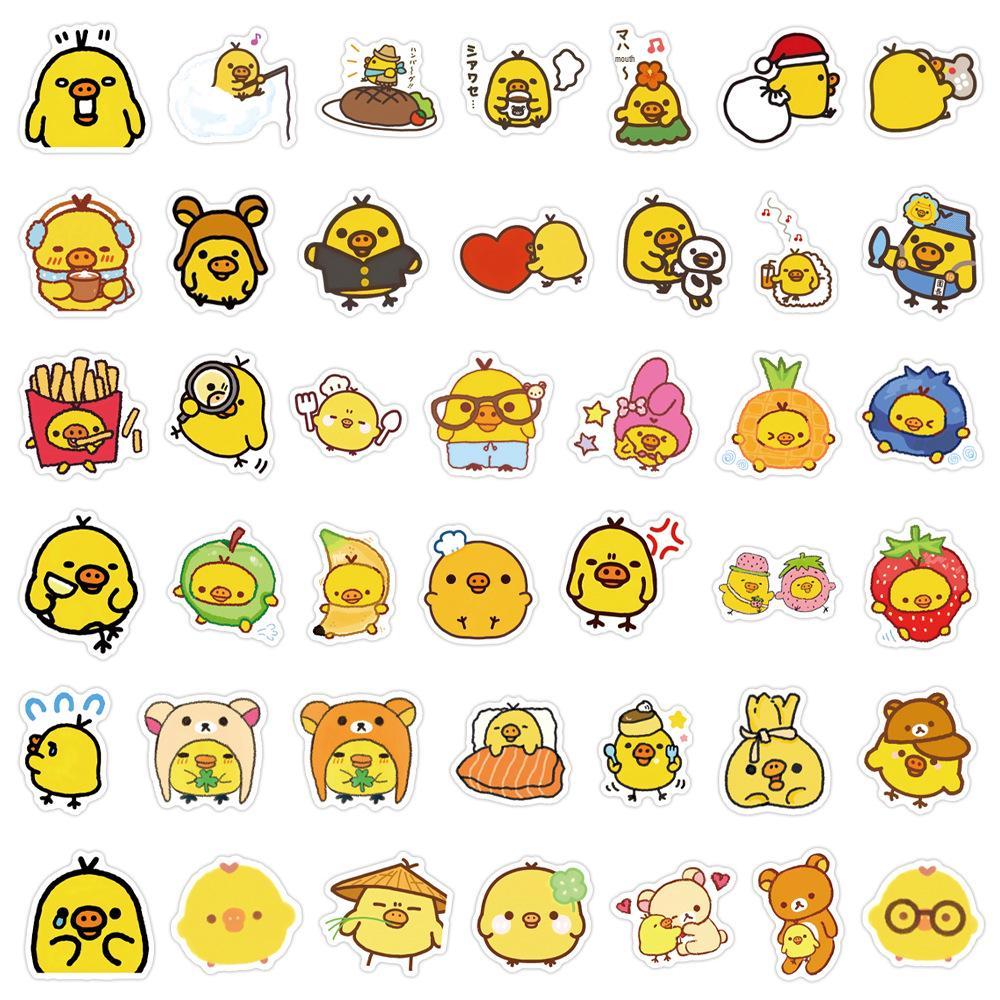100 Sheets of Cartoon Rilakkuma and Little Yellow Chicken Stickers for Creative Fun and DIY Journal Decoration.