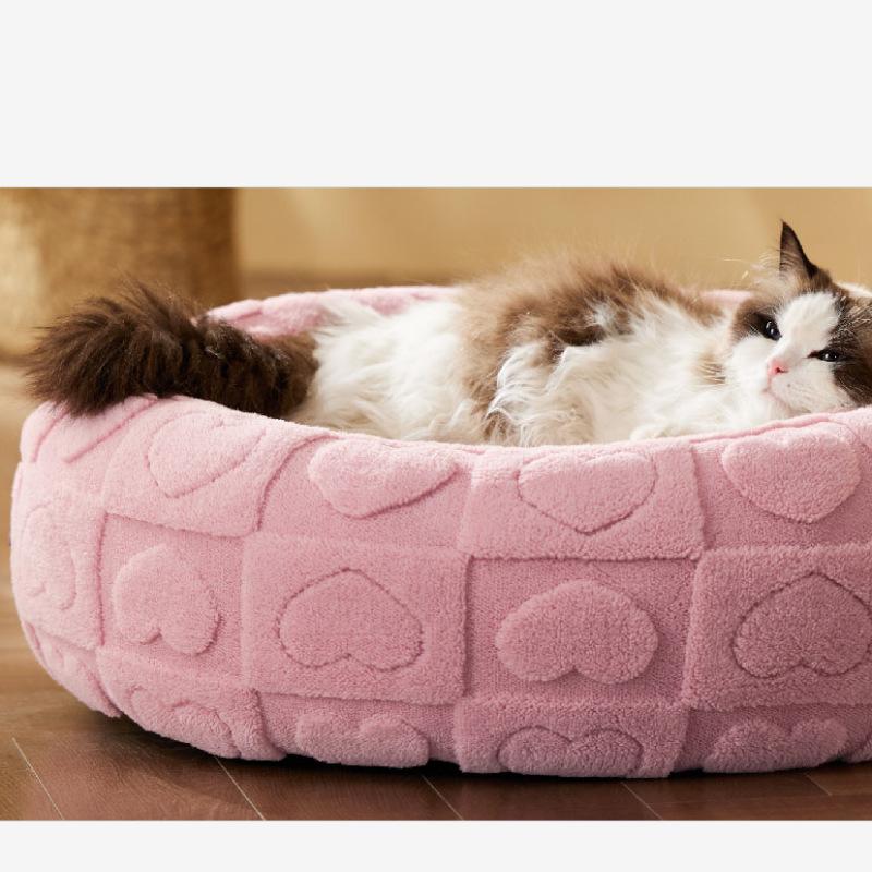 Cozy Plush Pet Mat For Cats And Dogs Round Soft Winter Warm Bed Comfortable Fleece Pet Nest Ideal For Indoor Use Cat Dog Bed Pet Cushion