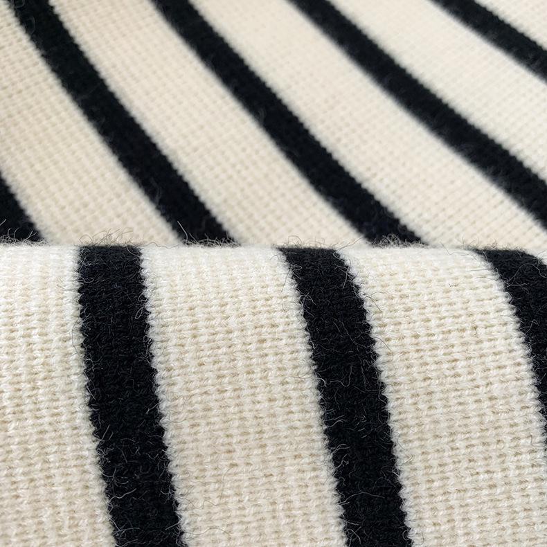 Women's Autumn Striped Knit Cardigan - French Style, Color Block, Loose Fit, Round Neck, Short Length, Long Sleeve Sweater Coat.