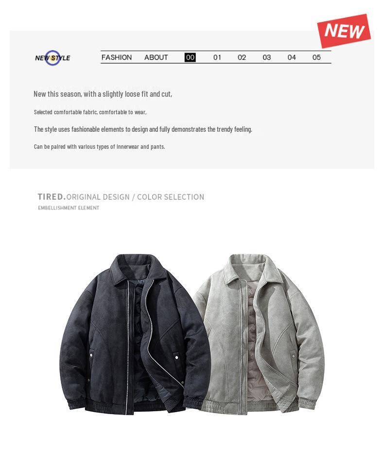 Men's Winter Retro Loose Duck Down Jacket - Thick, Warm, and Versatile with Lapel.