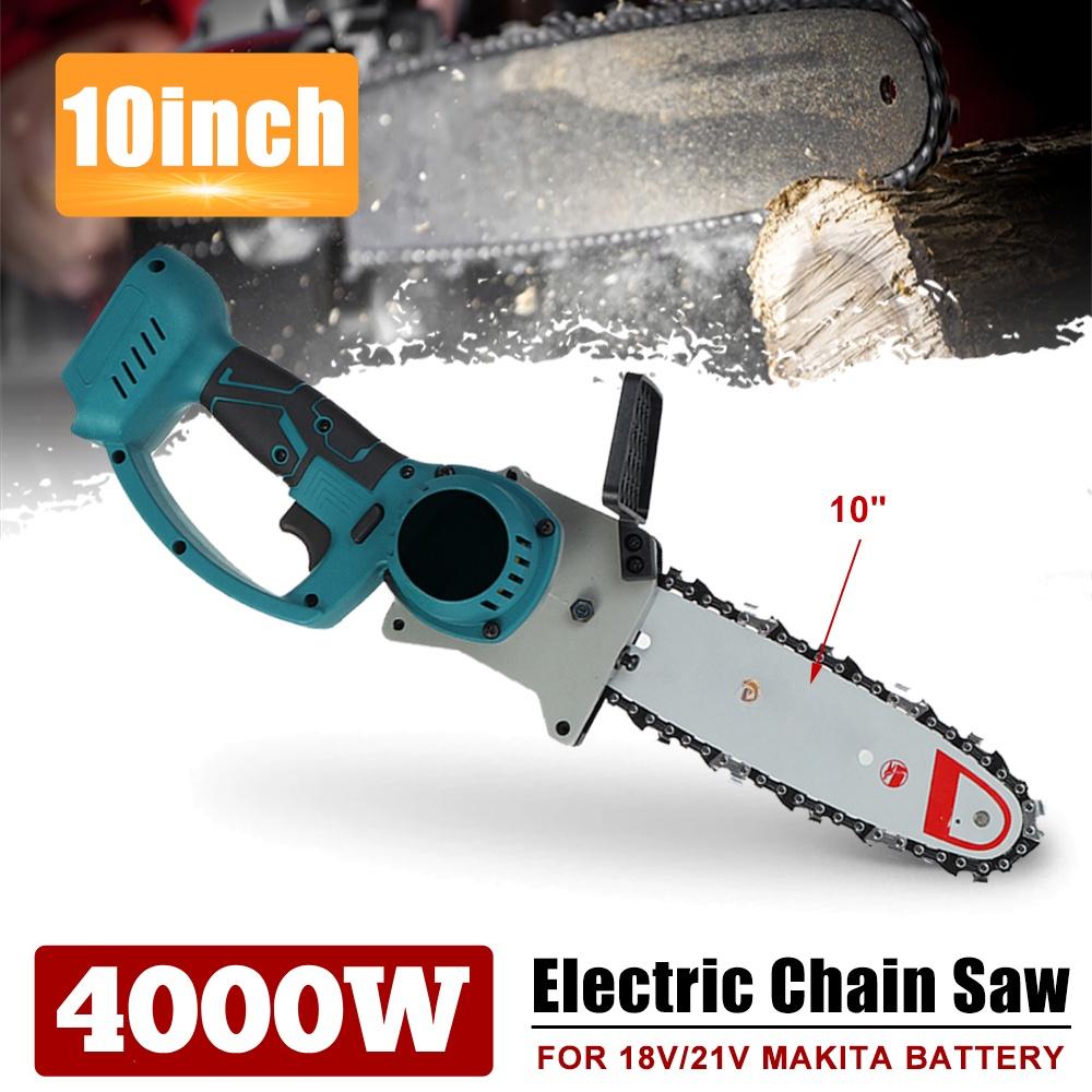 2500W Brushless Electric Chain Saw 10 Inches Rechargable Garden Woodworking Power Tools Wood Cutter For 18V Battery