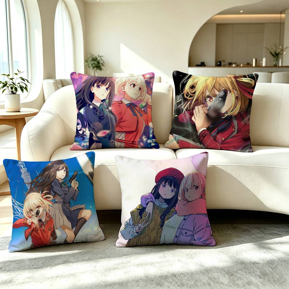 L-Lycoris Recoil Chisato Takina  Pillow Case Square Double-Sided Sofa Cushion Cover Bedroom Bedside Pillow