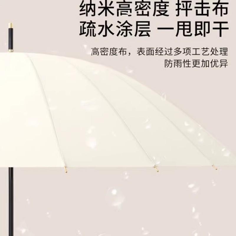 24-Rib Automatic Long Handle Umbrella Men Heavy Rain Windproof Wooden Large Adult