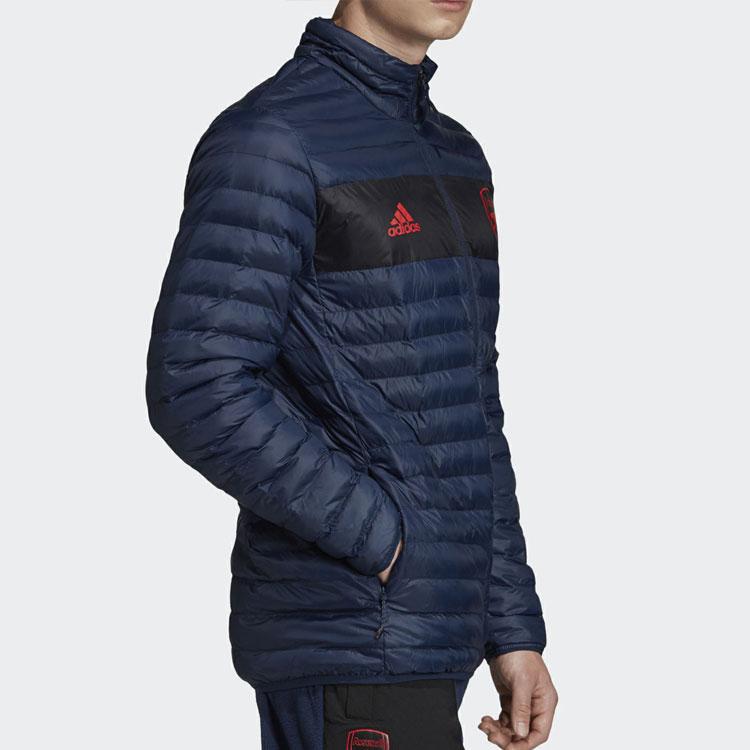 Adidas Color Block Logo Print Stand Collar Quilted Cotton Jacket Men Jacket Navy-Blue EH5624