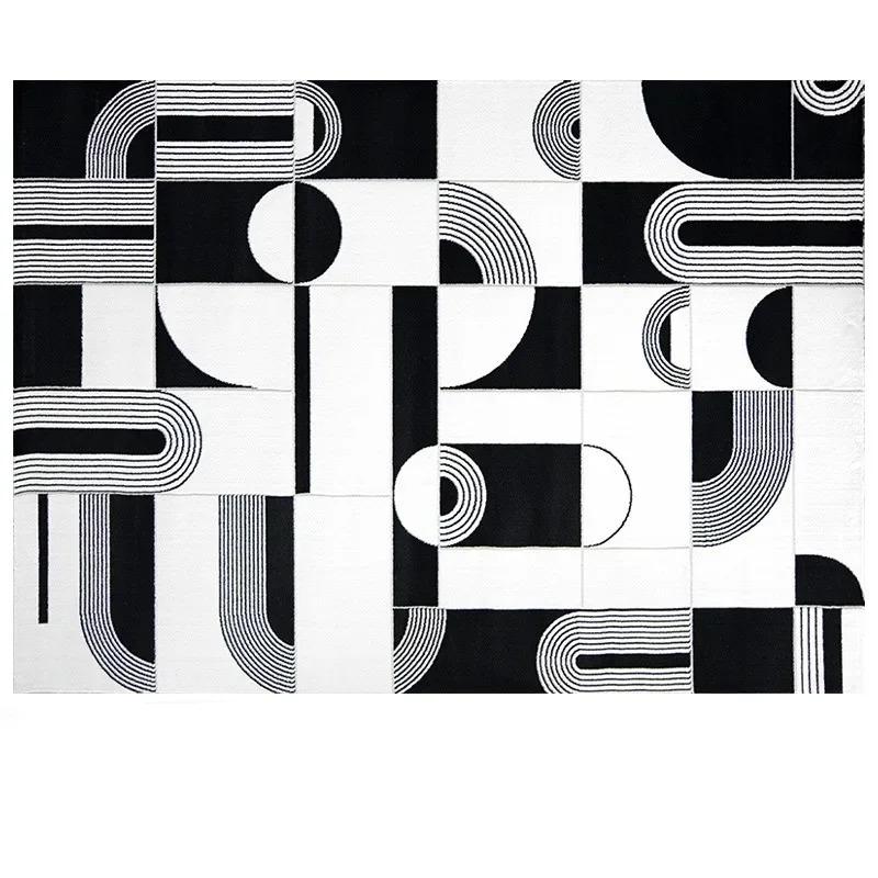 Light Luxury Rugs for Bedroom Black White Plaid Living Room Decoration Carpet Fluffy Soft Study Rug Home Thicken Plush Floor Mat