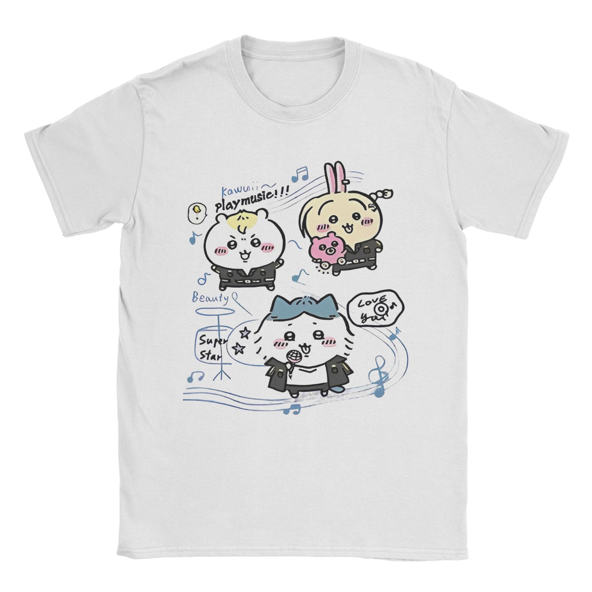 

Chiikawa White Momonga T Shirt Men Cotton Tops Casual O-neck Short Sleeve 4XL