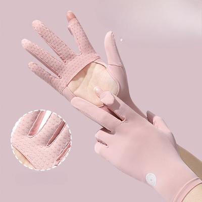 Sunscreen Gloves for Summer Women's Ice Silk Anti Ultraviolet Outdoor Driving and Riding Thin Breathable Gloves with Fingers That Can Touch Screen