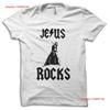 Jesus Rocks Funny Rock Music Religion Joke T Shirt M5692 Vintage Washed Unisex Casual Stretched Homme Streetwear Slightly