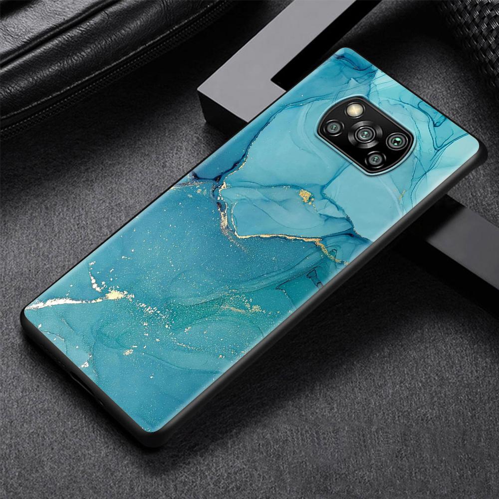 Granite Marble Luxury Case for Xiaomi Poco X3 NFC M3 M4 Pocophone F1 F3 Redmi Note 9s 9 8 10 Pro Black Soft Phone Cover Coque