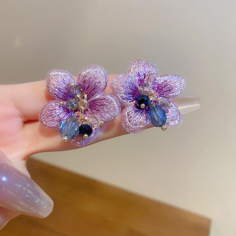 Silver Needle Fashion: 2024 Simple Luxury Purple Earrings from Korea