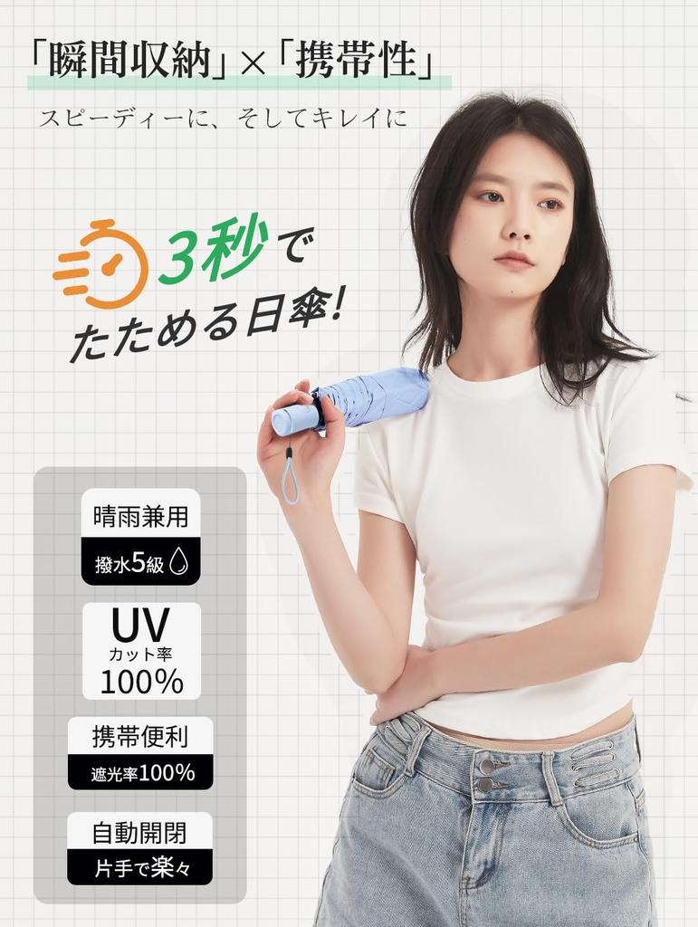 Shape Memory Folding Umbrella with UV Complete Light Heat Highly Automatic Folding Umbrella for All UV Sun Perfect Gift for Women and Day [3-Second