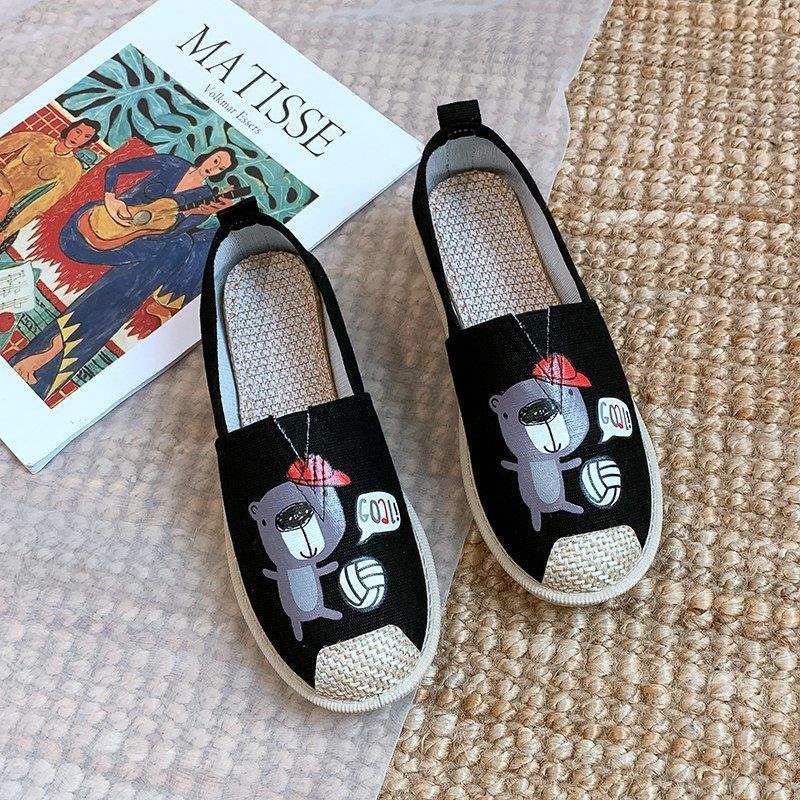 Spring cloth shoes one pedal flat-bottomed lazy fisherman breathable canvas single shoes