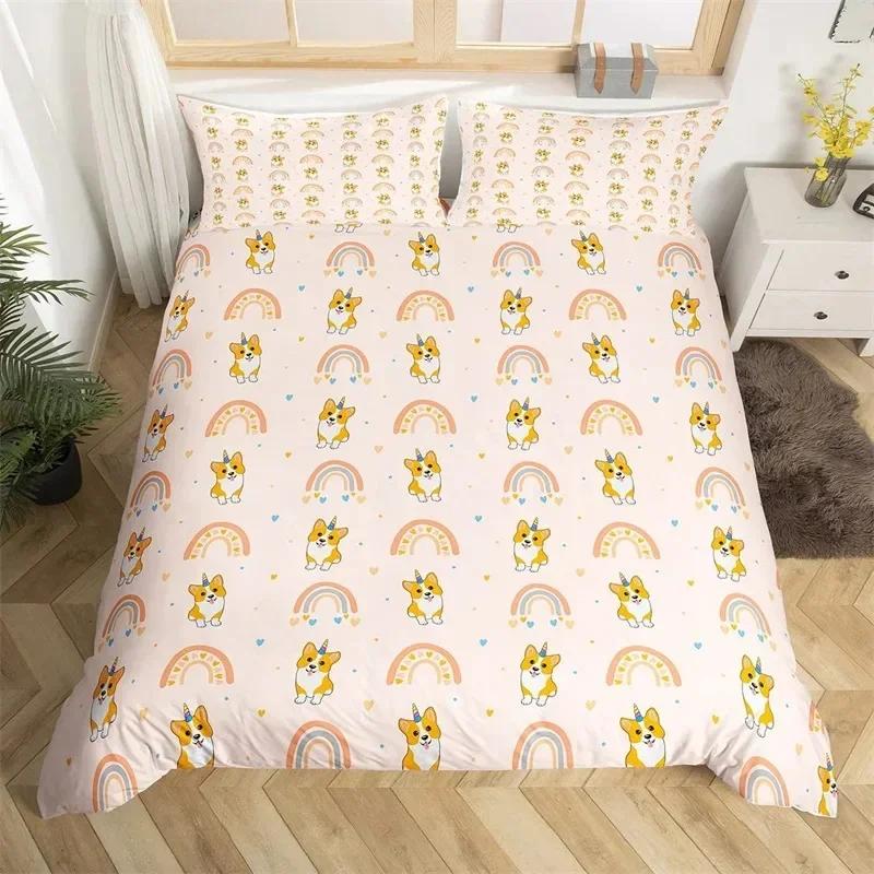 Lovely Baby Elephant FlowersComfortable Duvet Quilt Cover Pillowcase Bedding Set Children Bedroom Decoration Home Textile