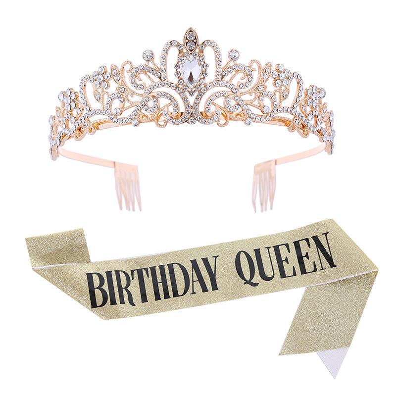 European and American Bridal Crown Tiara Alloy Crystal Wedding Hair Accessories Crown Birthday Party Headband Jewelry