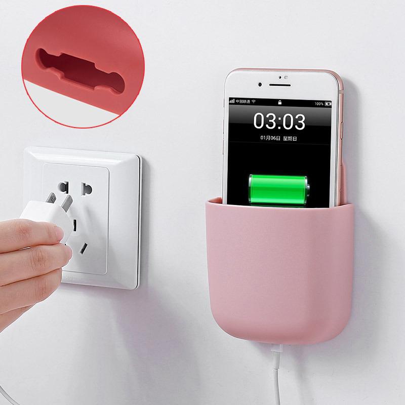 Multifunctional Wall Mounted Storage Box Mobile Phone Plug Holder Stand Rack Remote Control Storage Organizer Case