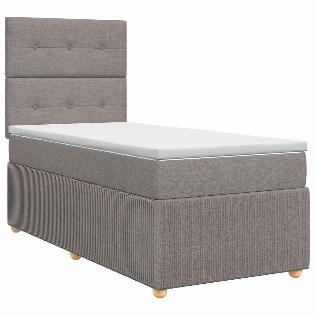 Box Spring Bed with Mattress and Headboard Taupe 90 x 190 cm Fabric