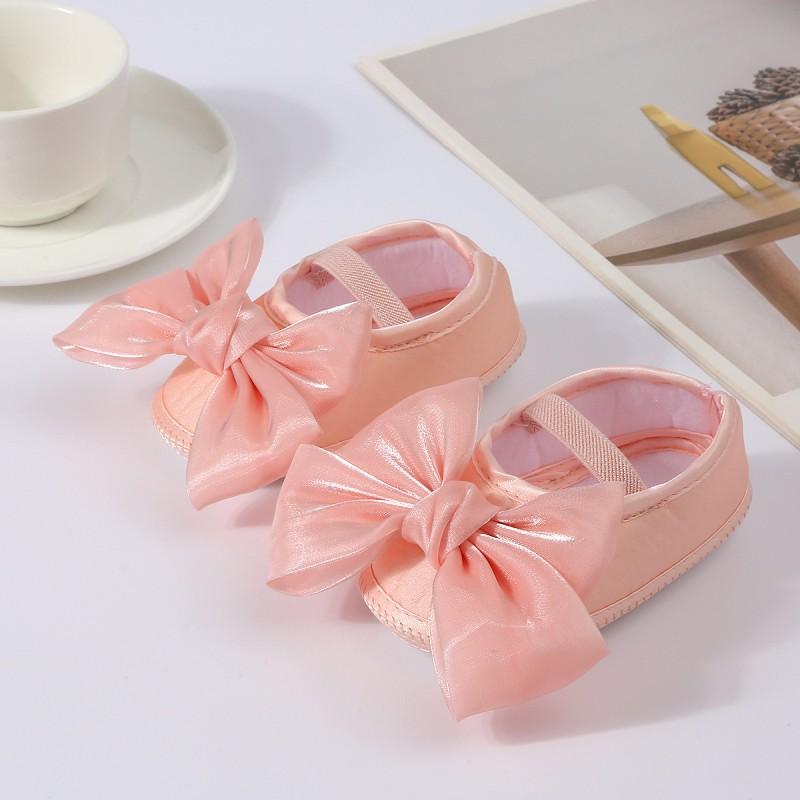 

Дитячі туфлі для дівчинки однотонні з бантиком для малюків 1-12 місяців