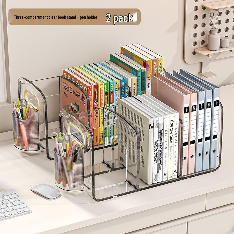 Desktop Bookshelf Organizer: Fixed Book Storage Divider & Office File Rack