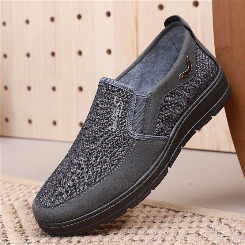 

Мужские туфли из ткани, повседневные туфли с мягкой подошвой, парусиновые рабочие туфли для среднего возраста, туфли для вождения, отцовские туфли 42 серый