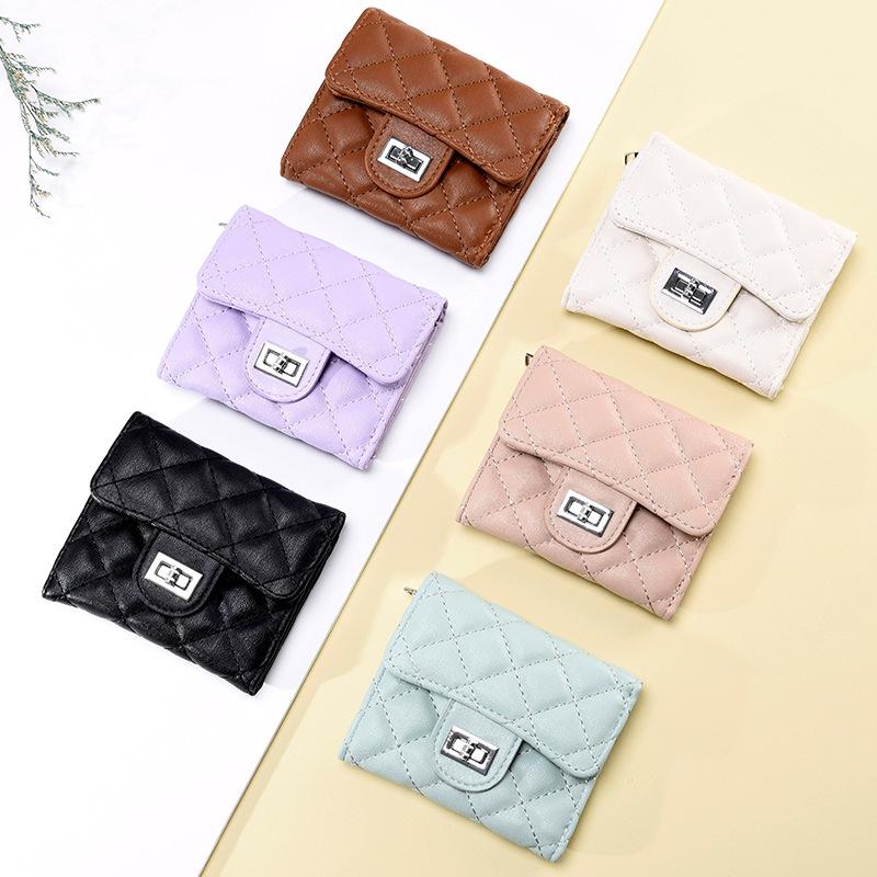 New women's wallet rhombus simple girls multi-card anti-degaussing student change bag