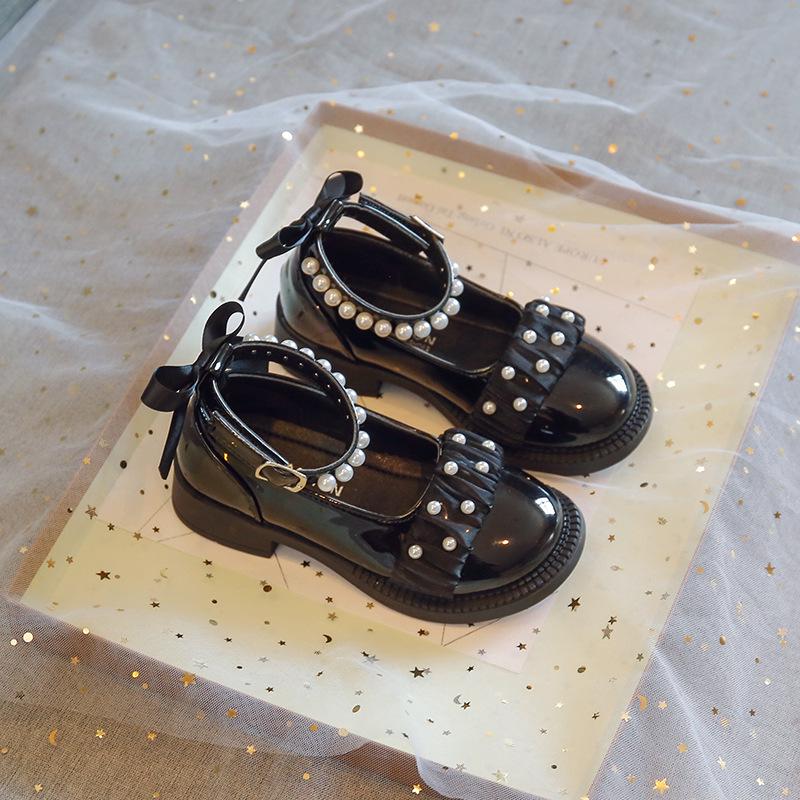 2022 Autumn Girls' Pearl Patent Leather Mary Jane Shoes - Soft Sole for Little Princess