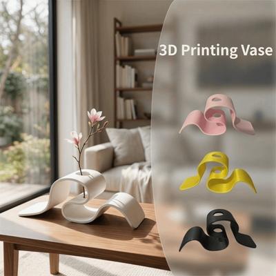 Gift Elegant 3D Printing Vase Modern INS Wave Shape Flower Holder Simple Nordic Style Plant Container Home Decor