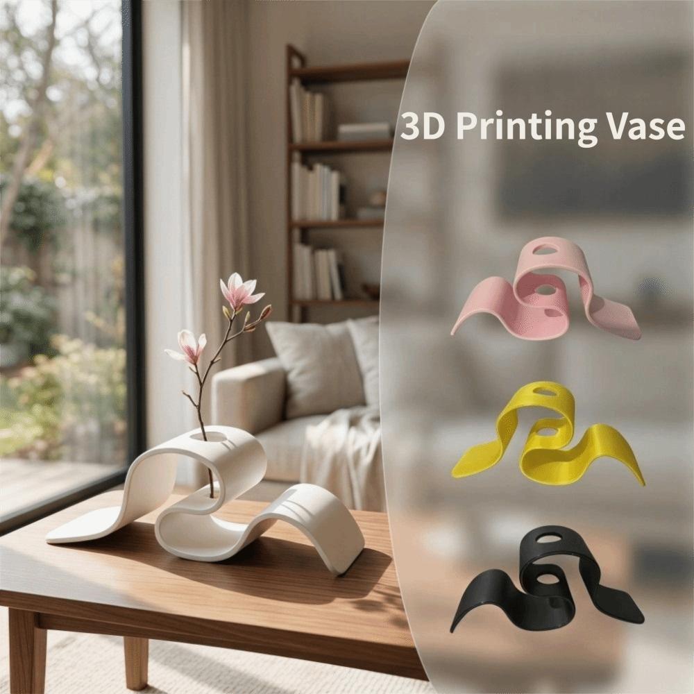 INS 3D Printing Vase Modern Plant Container Gift Wave Shape Flower Holder  Home Decor