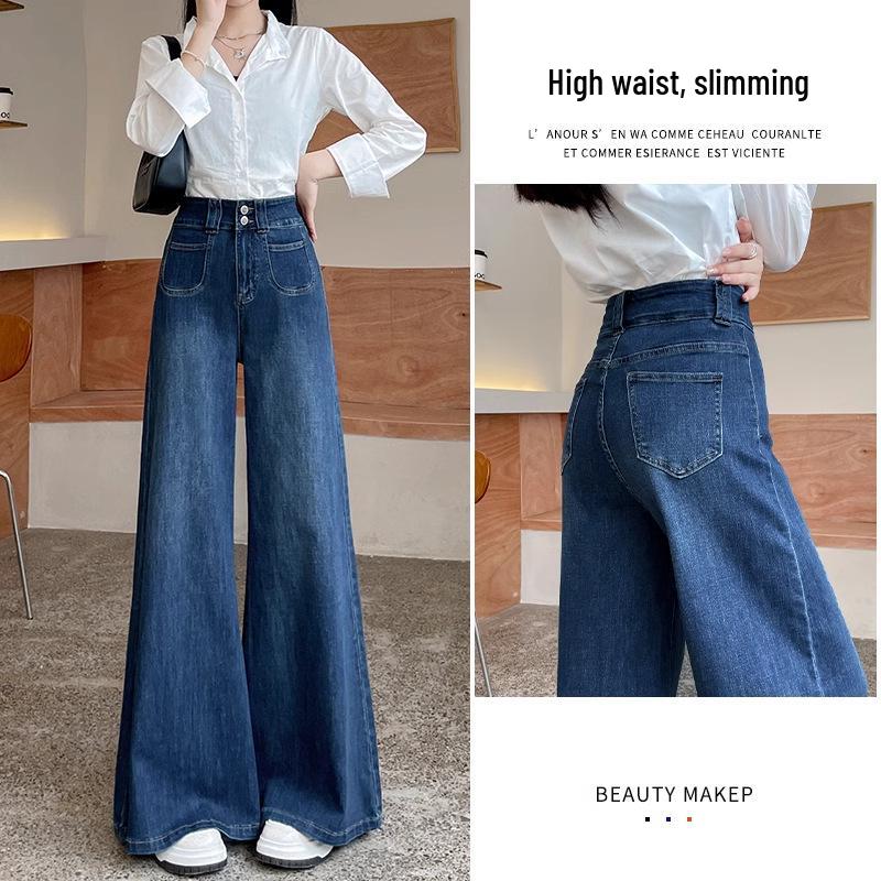 

Женские темно-синие джинсы клеш с высокой посадкой и стрейчем - Осень/Зима 2024 L