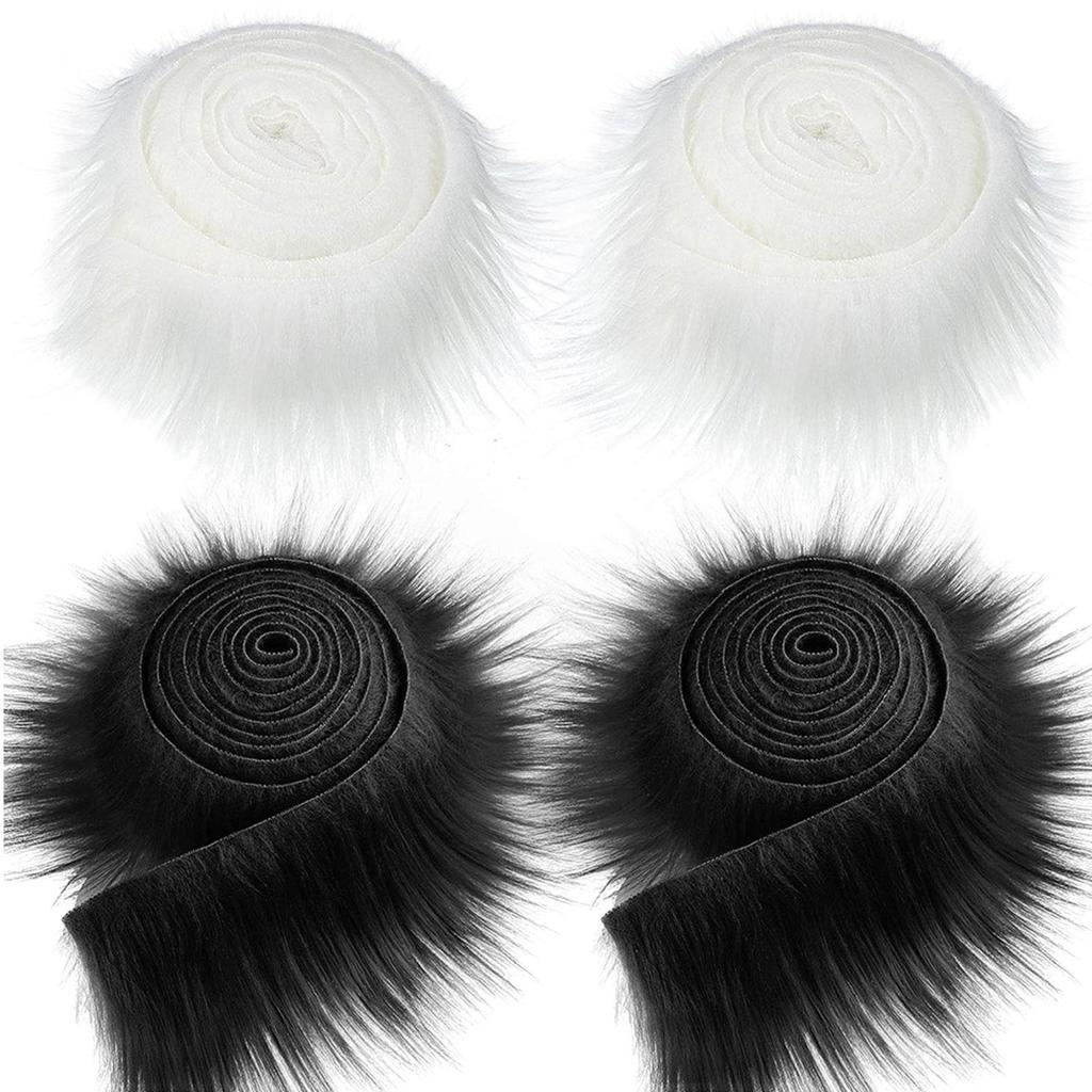 4Pcs Faux Fur Fabric Costume Supplies Artificial Fabric Fuzzy for Gnomes Beard Hair Clothing Christmas Tree Holiday Decoration