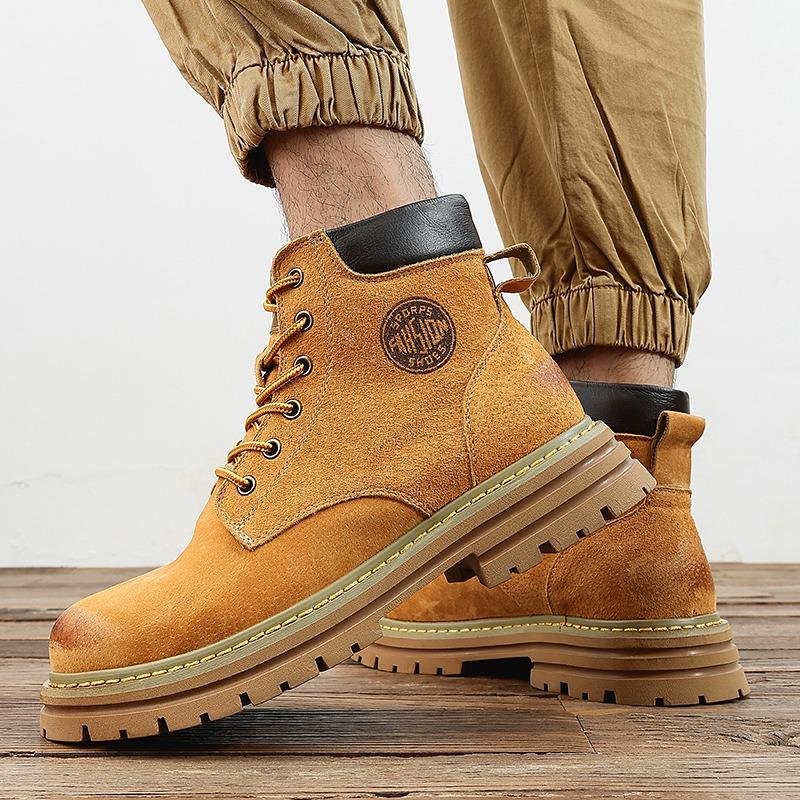 Men S High Top Martin Boots British Style Thick Sole Height Increasing