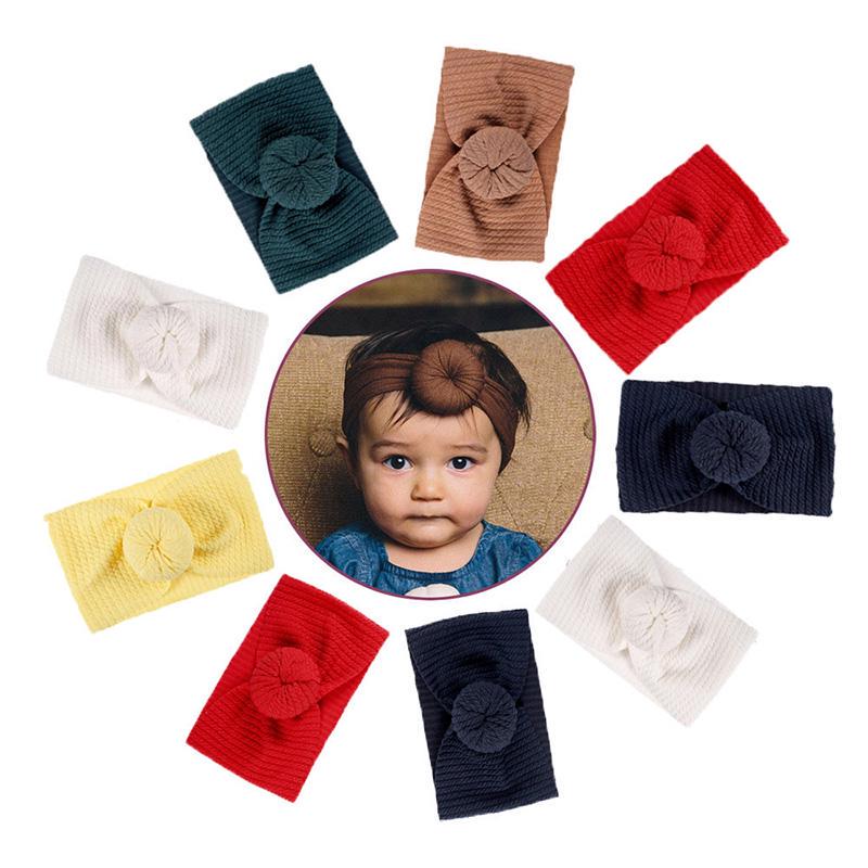 

Узел Baby Girl Headband Упругая мягкая новорожденная тюрбан волосая полоса для девочек твердый цвет Baby Аксессуары для волос