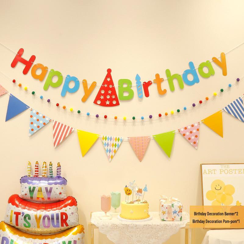 Erster Geburtstag Banner mit Pompon Girlande für Kinder - Foto Hintergrund und Party Dekoration