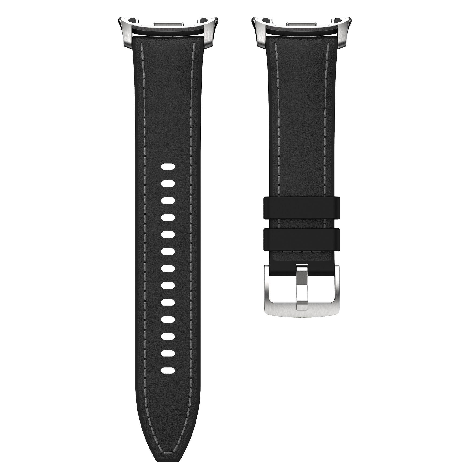 Curea de ceas din silicon învelită în piele pentru Samsung Galaxy Watch8/Watch 8 Classic - Cataramă din oțel inoxidabil Suprafață respirabilă Durabilă 40/44/46mm samsung watch8classic 46mm negru
