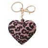 Portachiavi a forma di cuore con stampa leopardata decorativa, ciondolo da appendere alla borsa in pelle PU per progetti fai-da-te, personalizzazione della casa