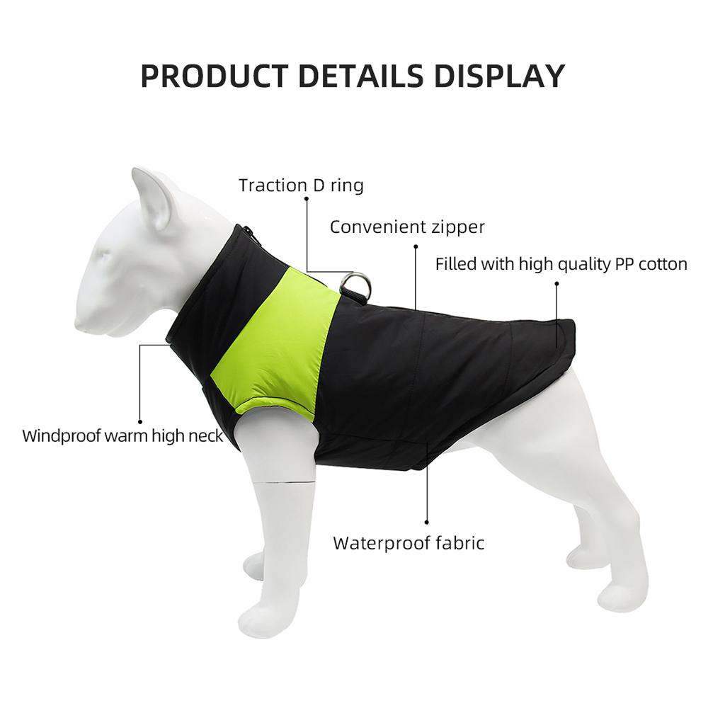 Pet Dog Jacket Warm Winter Clothes For Small Large Dogs Labrador Coat Windproof Waterproof Puppy Costume Vest With D-ring Pug