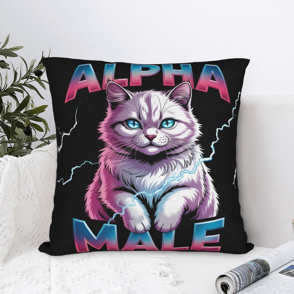Decorative Pillowcase Alpha Male Cat Kitten Funny Accessories Car Throw Pillow Case Cover Square Multiple Sizes