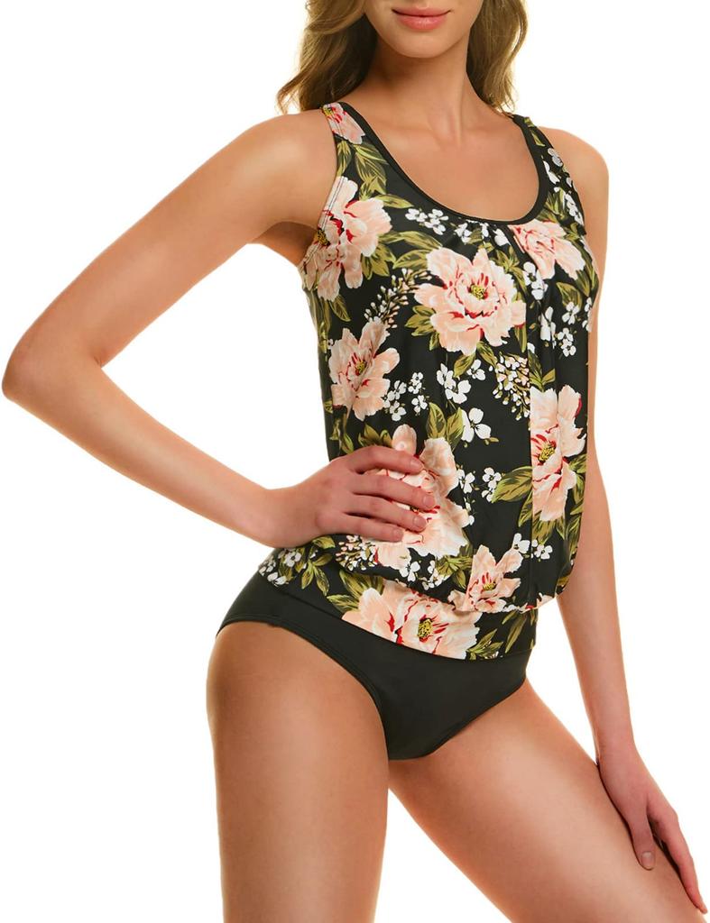 Tankini Swimsuit for Summer UV Padded Top and Bottom Marine Hot Body Large [Tesla] Women's [Stretchy, Quick-Drying, Protection] Set, Separate, Beach,