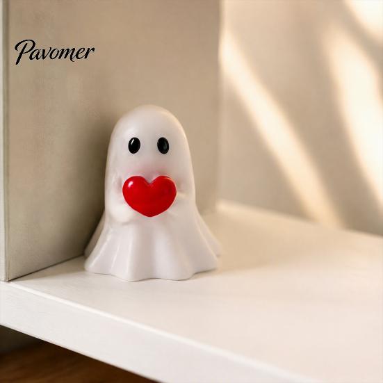 Halloween Harz Ornamente 3 Stück Mini Geister Figuren für Dekorationen, Mittelfinger und Süßigkeitentüten Füller Herz Gestufte Tabletts Tischplatten Regale