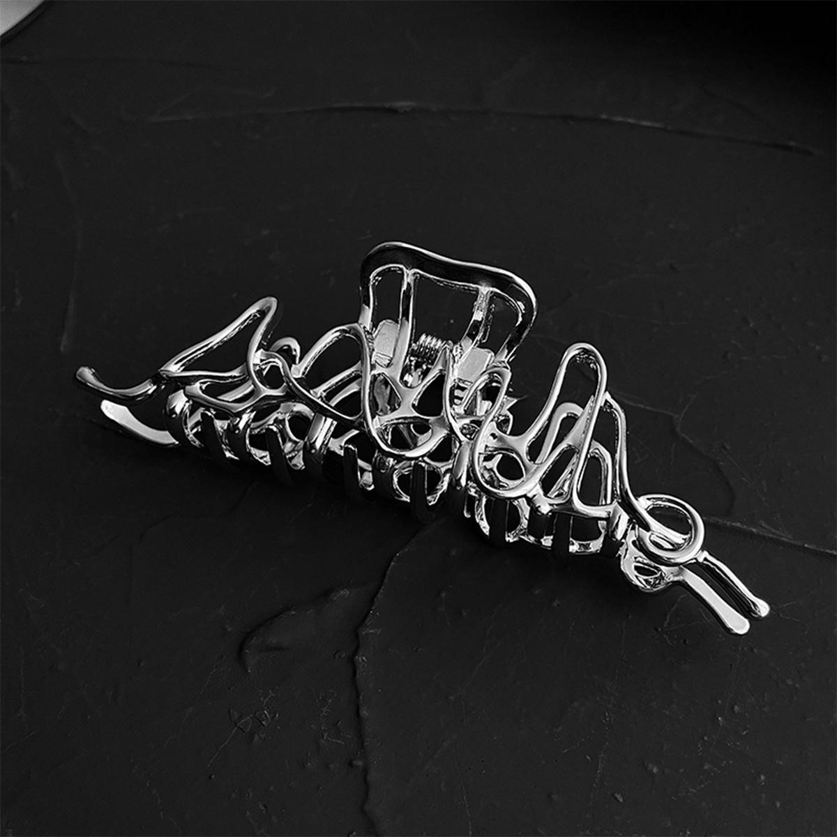 

Серебряная металлическая заколка для волос с дофамином, женская, холодный ветер, зажим-краб, заколка для волос со стразами в виде звезды, заколка для волос с челкой Size fits all