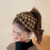 Wide-brimmed Knitted Headband Cross Houndstooth Headband Vintage Bow Headband  Face Wash