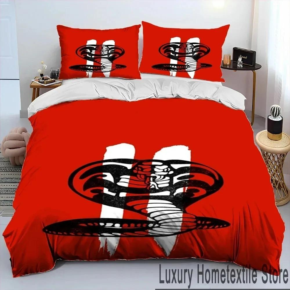 3D Cobra Kai Amanda TV Karate Bettdecken-Set, Bettbezug, Bettset, Steppdecke, Kissenbezug, King-Queen-Size-Bettwäsche-Set für Kinder
