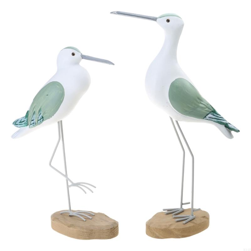 

KX4B 1 Set Wooden Figurine Rustic Vintage Sea Bird Sculpture Mediterranean Coastal Beach Ornaments Decor сірий колір